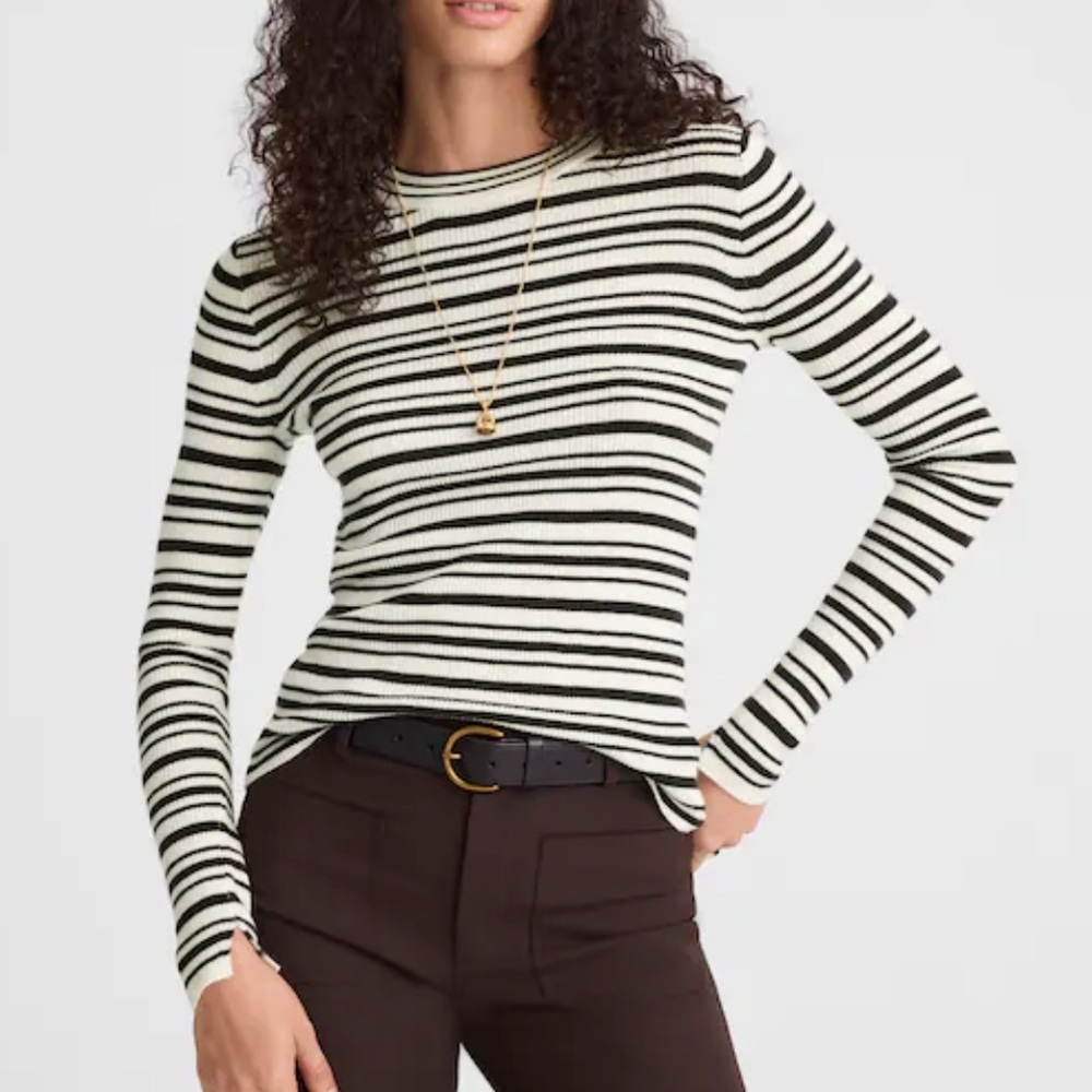 Madewell Double Layered Crewneck in Merino-Silk Blend, Small
